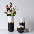 Modern simple flower vase set table decoration black white glod ceramic pot for indoor plants ceramic manufacturers